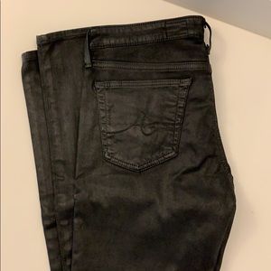AG waxed black jeans leather pants look